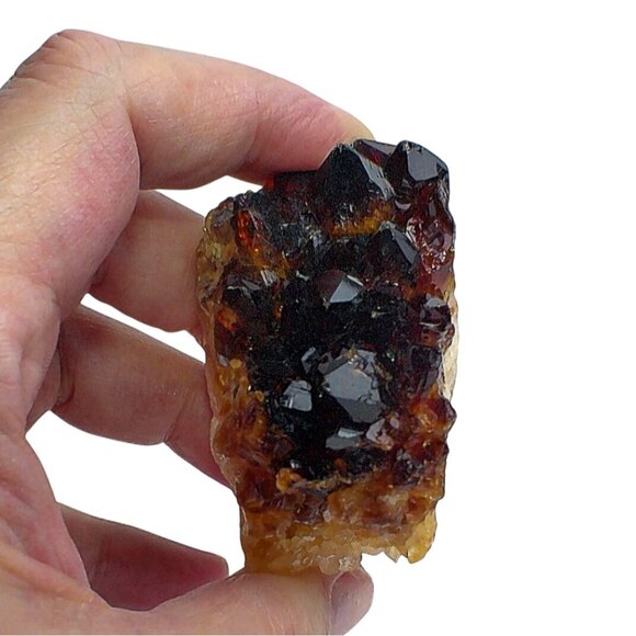 Raw Brazilian Citrine Crystal Point Cluster In Natural Matrix - Picture 3 of 4